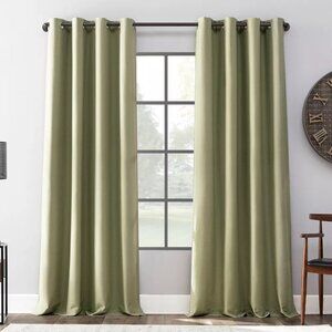 Archaeo Blackout Linen Blend Sage Green Single Grommet Curtain Panel 52" x 84"